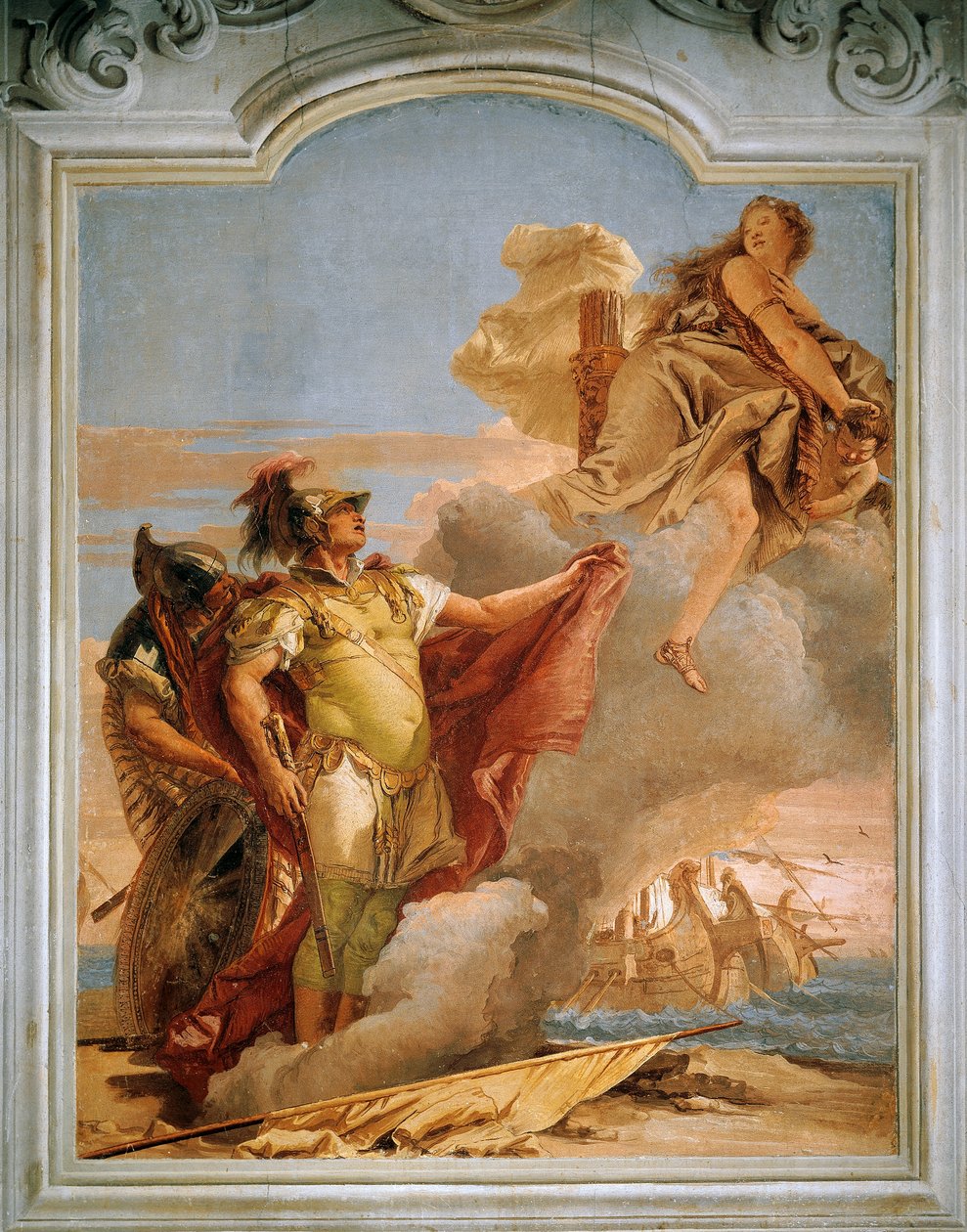 Venus siger farvel til Aeneas, af Giambattista Tiepolo (1696-1770), fresco, Æneidens rum, Villa Valmarana 