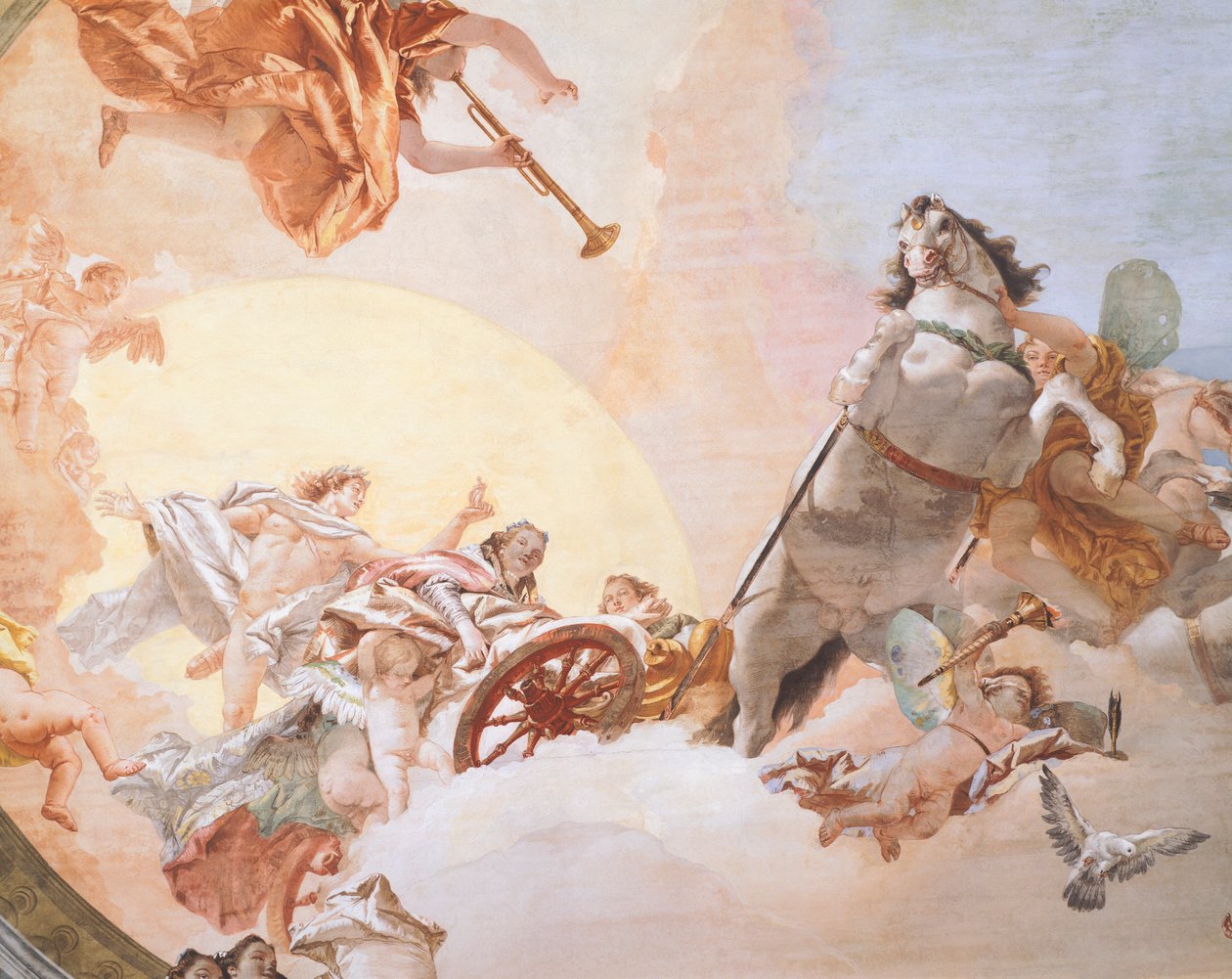 Bryllupsallegori af Giambattista Tiepolo (1696-1770), fresco, detalje, loft fra bryllupsallegorirummet, Ca 