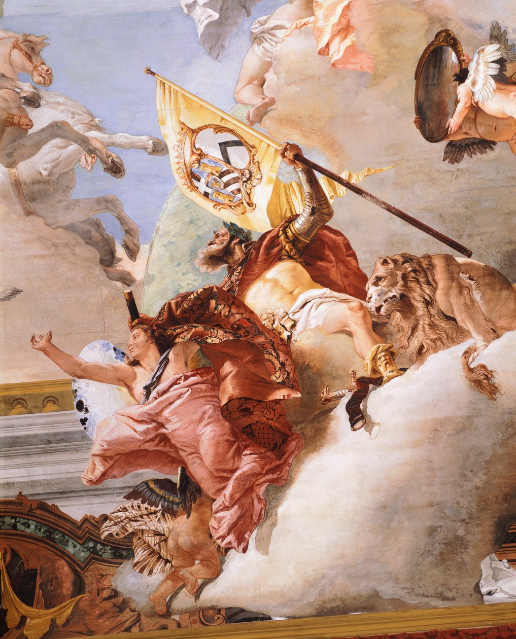 Bryllupsallegori, af Giambattista Tiepolo (1696-1770), fresko, detalje, loftet i bryllupsallegori-salen, Ca