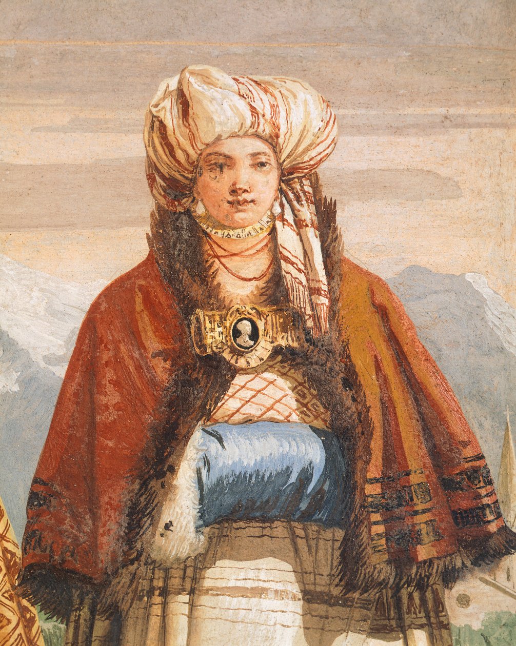 Vintervandring, af Giambattista Tiepolo (1696-1770), fresco, detaljer, Det gotiske værelse, gæstekvarterer i Villa Valmarana ai Nani, Vicenza, Italien af Giovanni Battista Tiepolo