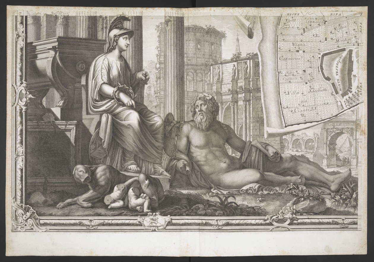 Figurer og skulpturer, fra New Plan of Rome, frem i lyset af G. Nolli af Giovanni Battista (after) Nolli