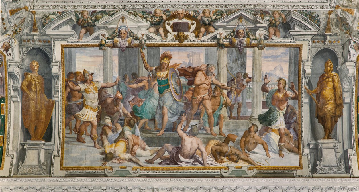 Ulysses' historier: slagtningen af Proci, ca. 1560 (fresco)