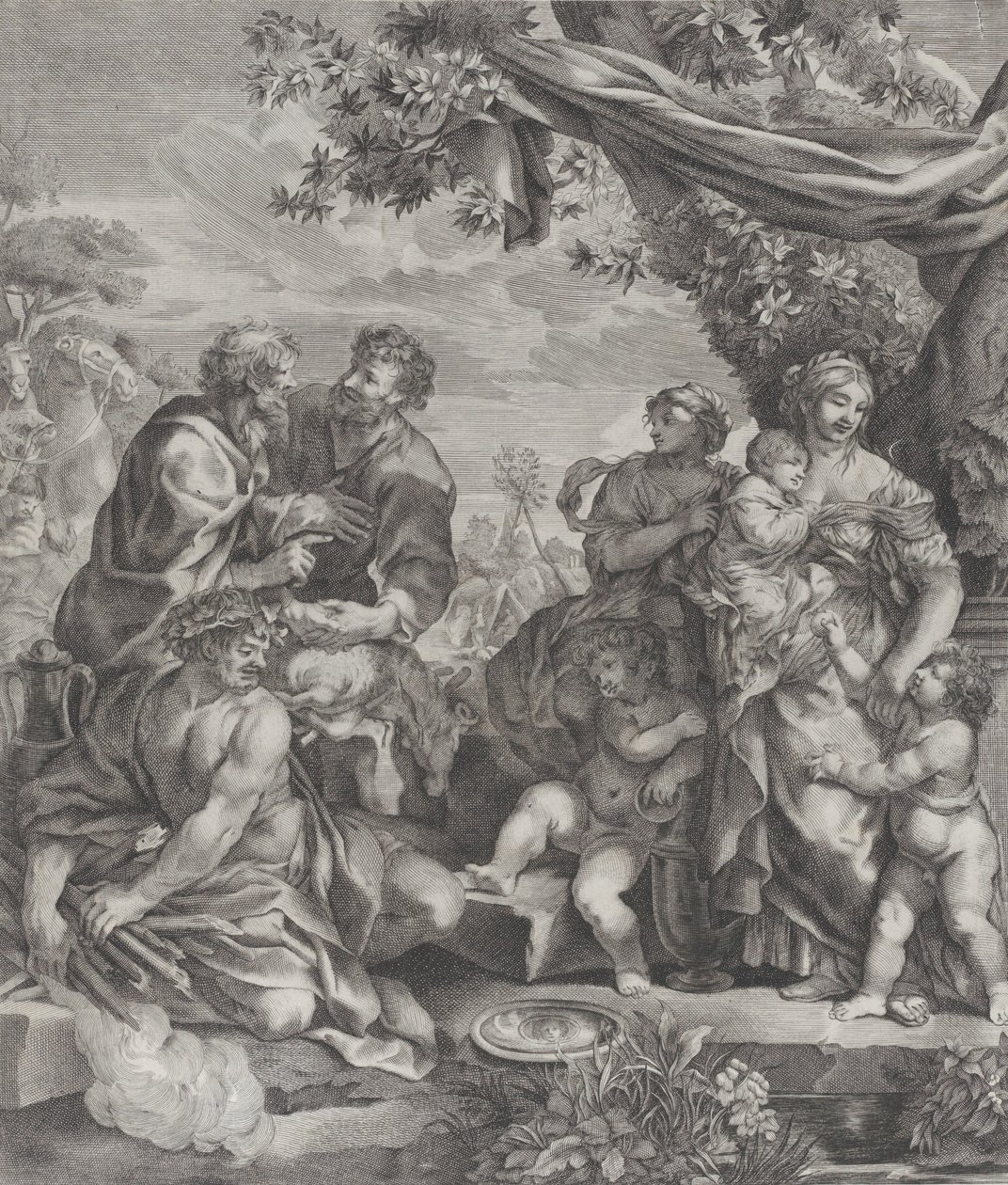 Allegorisk scene med et offerlam, 1640-70. af Giovanni Battista Bonacina
