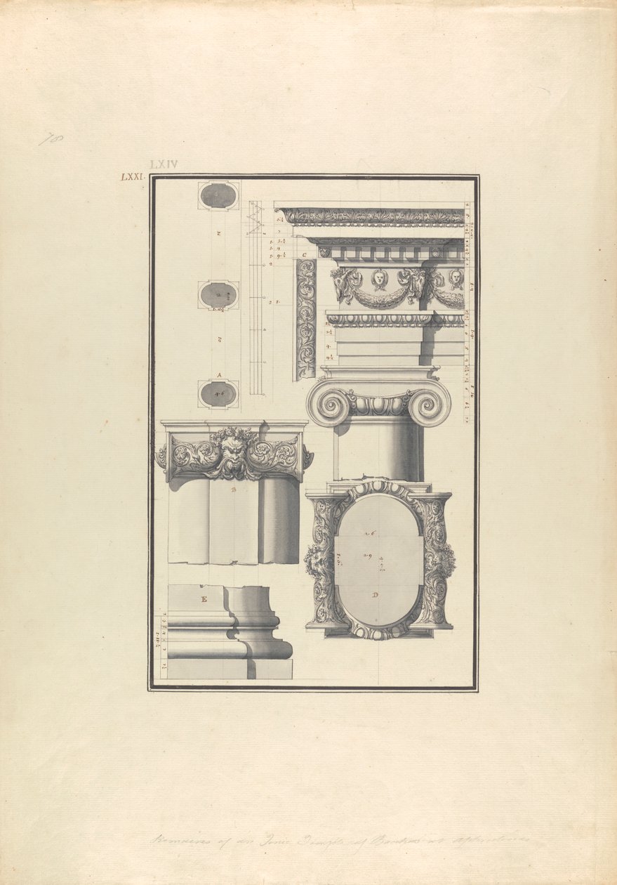 Rester af et ionisk tempel af Bacchus ved Afrodisias af Giovanni Battista Borra
