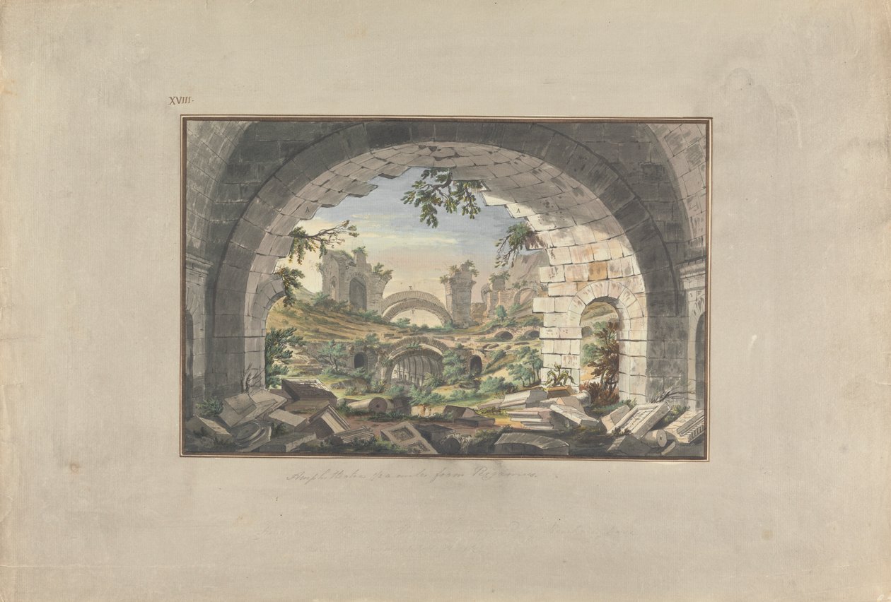 Ruiner ved Pergamon, sandsynligvis af amfiteatret af Giovanni Battista Borra