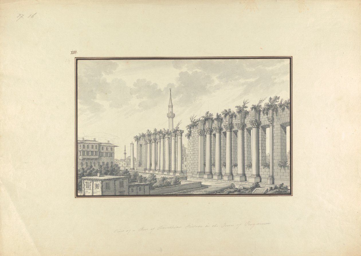 Udsigt over ruinerne af Asclepium ved Pergamon af Giovanni Battista Borra