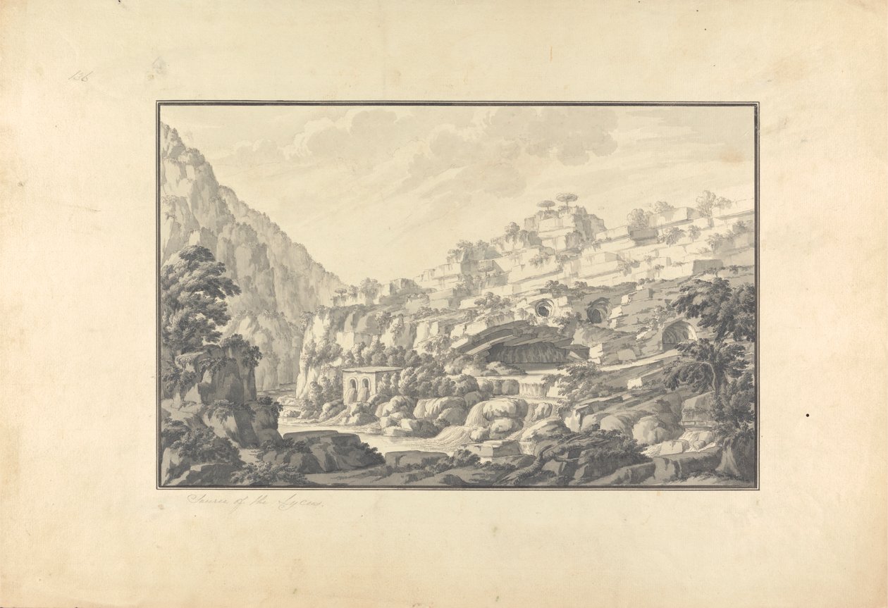 Udsigt over kilden til Lycus-floden (Nahr el-Kelb) af Giovanni Battista Borra