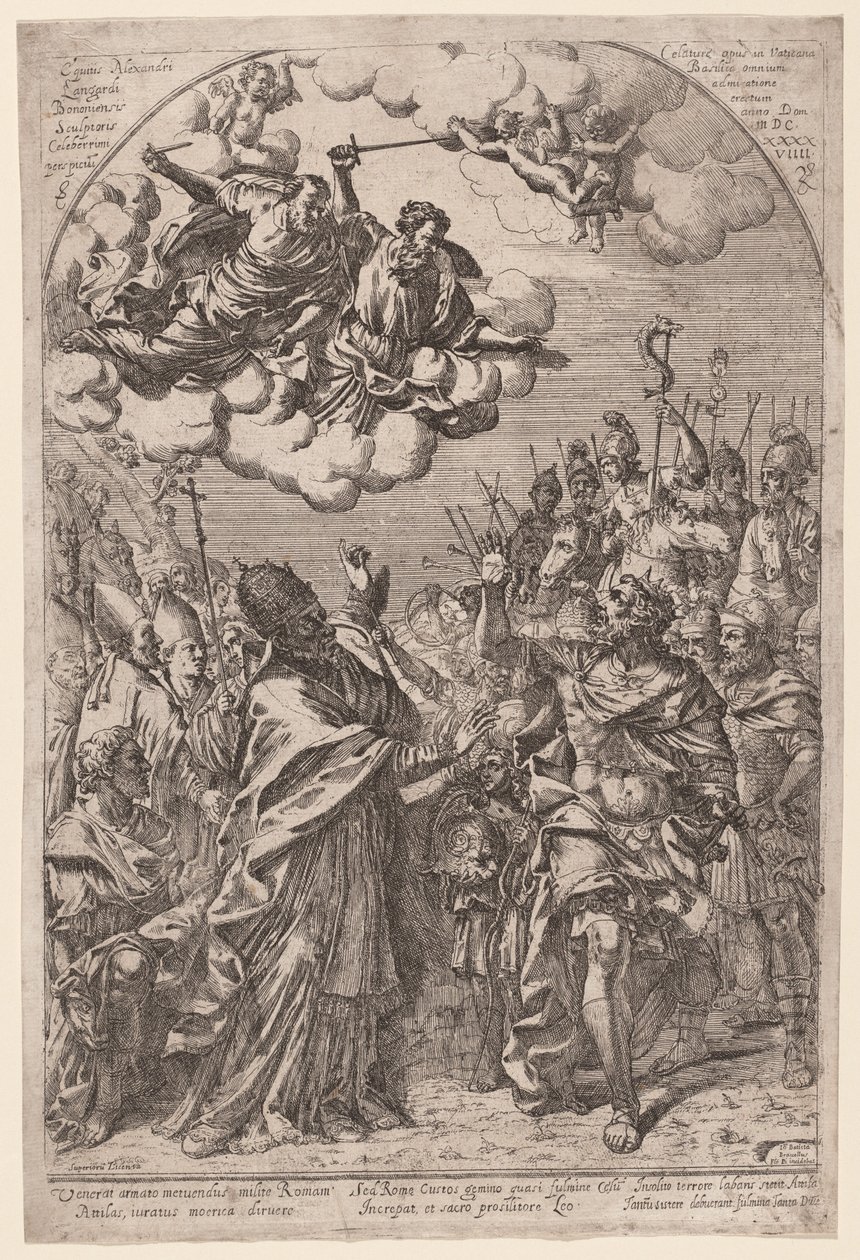 Attila ved Roms porte af Giovanni Battista Bracelli, after Alessandro Algardi