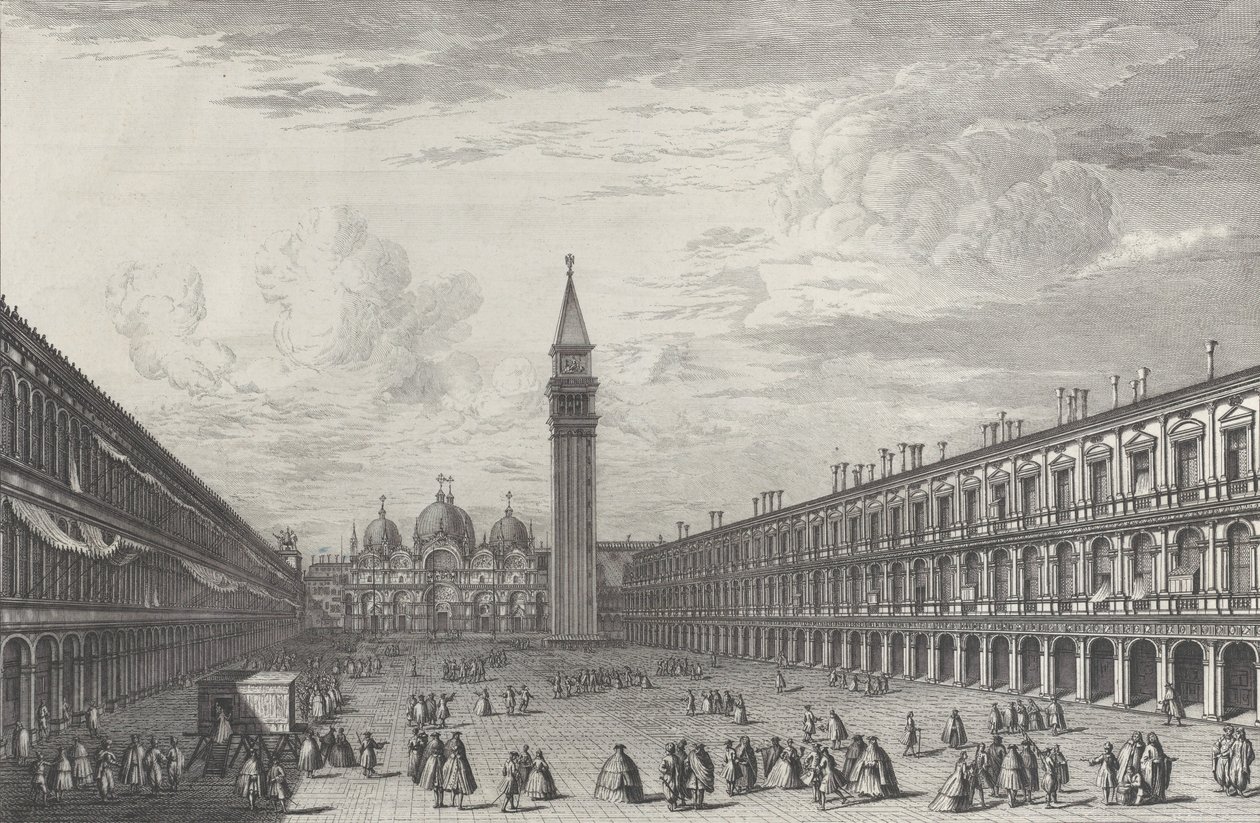 Piazza San Marco ser mod basilikaen og Campanile, 1763., 1763. af Giovanni Battista Brostoloni
