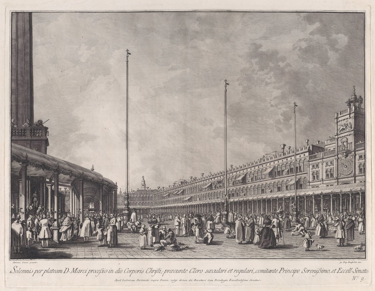 Plade 9: Procession på Corpus Christi-dagen på Piazza San Marco, fra 
