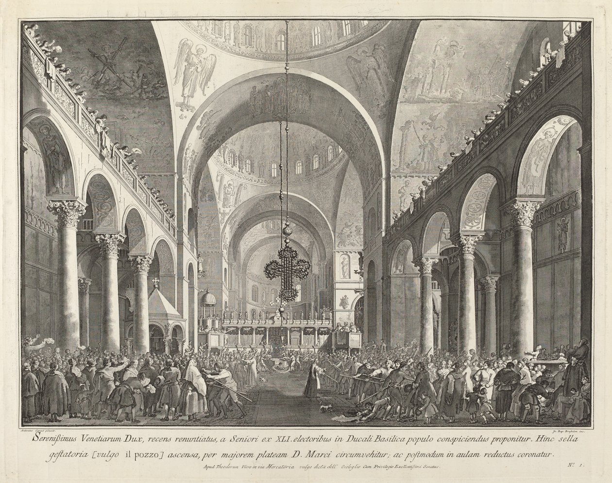 Den nyvalgte doge præsenteret for folket i San Marco, 17631766. af Giovanni Battista Brostoloni