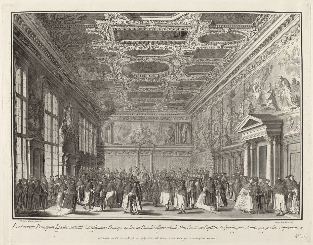 Modtagelse af dogen af udenlandske ambassadører i Sala del Collegio af Giovanni Battista Brustolon after Canaletto