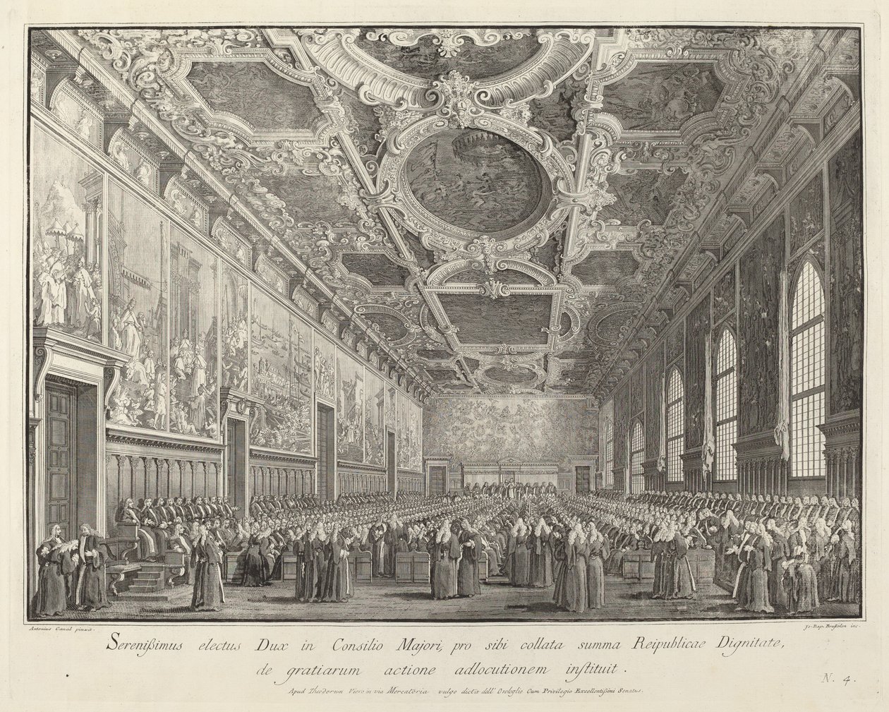 Dogen vender tilbage tak i Sala del Consiglio Maggior af Giovanni Battista Brustolon after Canaletto