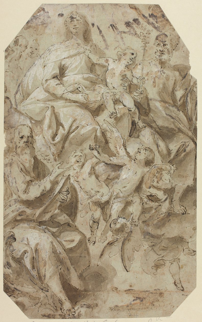 Madonna og barn med helgener af Giovanni Battista Carlone