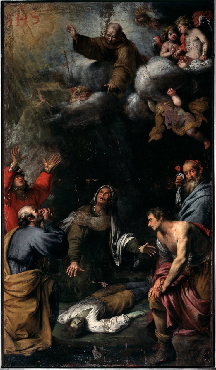 Mirakel af Sankt Bernardino af Siena (olie på lærred af Giovanni Battista Carlone
