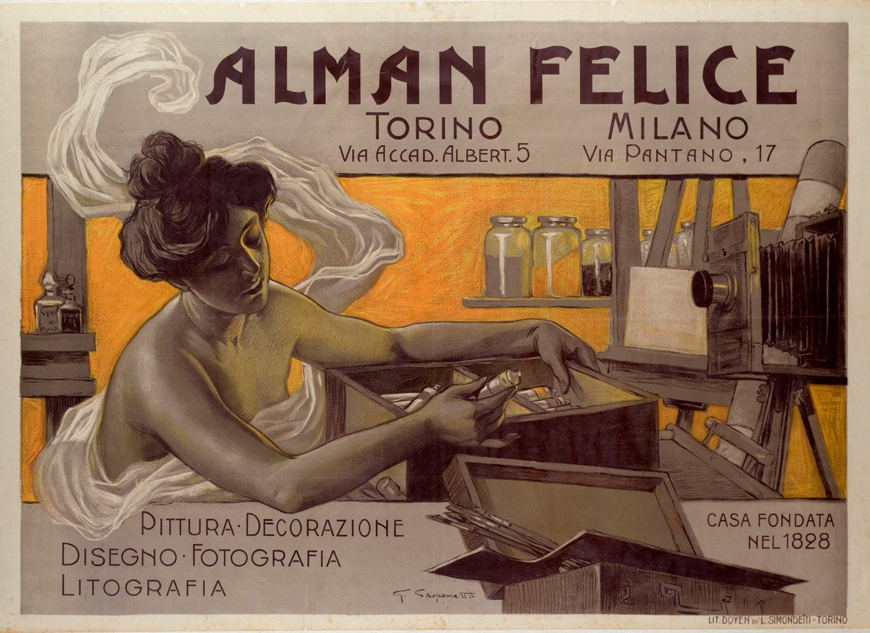 Reklameplakat for Alman Felice, Torino - Milano, Italien af Giovanni Battista Carpanetto