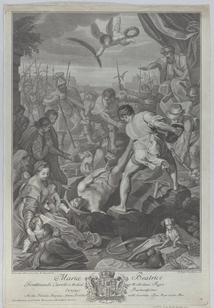 Sankt Vitalis af Milanos martyrdød, som bliver begravet levende, 1776 af Giovanni Battista Cecchi