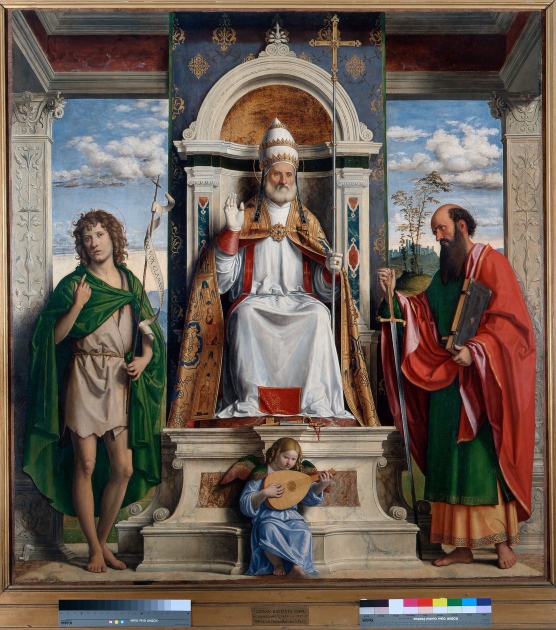 Sankt Peter troner med Sankt Johannes Døberen og Sankt Paulus af Giovanni Battista Cima da Conegliano