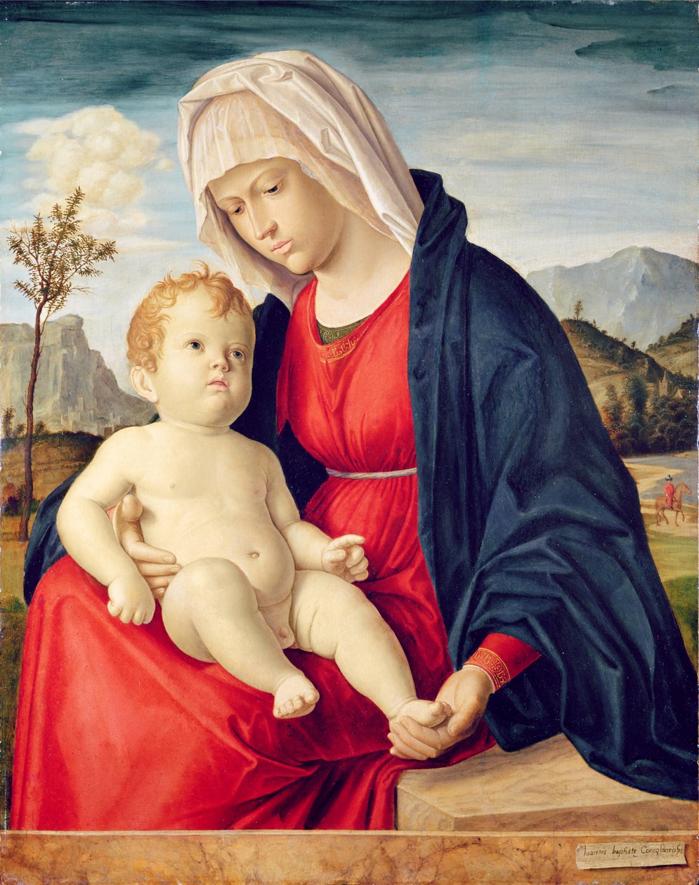 Jomfru og barn (olie på plade) af Giovanni Battista Cima da Conegliano