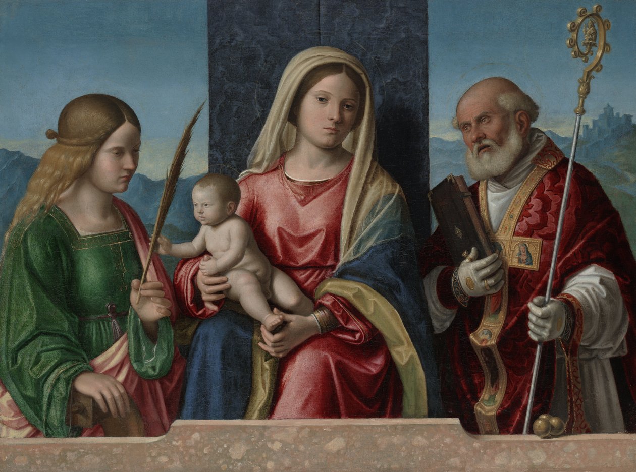 Jomfru og barn med de hellige Catherine og Nicholas, 1510-17 af Giovanni Battista Cima da Conegliano