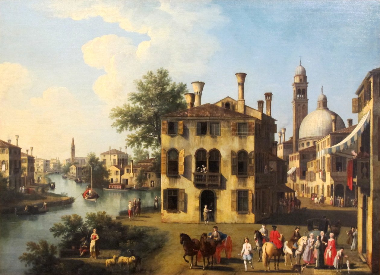 Udsigt over Brenta, nær Dolo, slutningen af det 18. århundrede. af Giovanni Battista Cimaroli