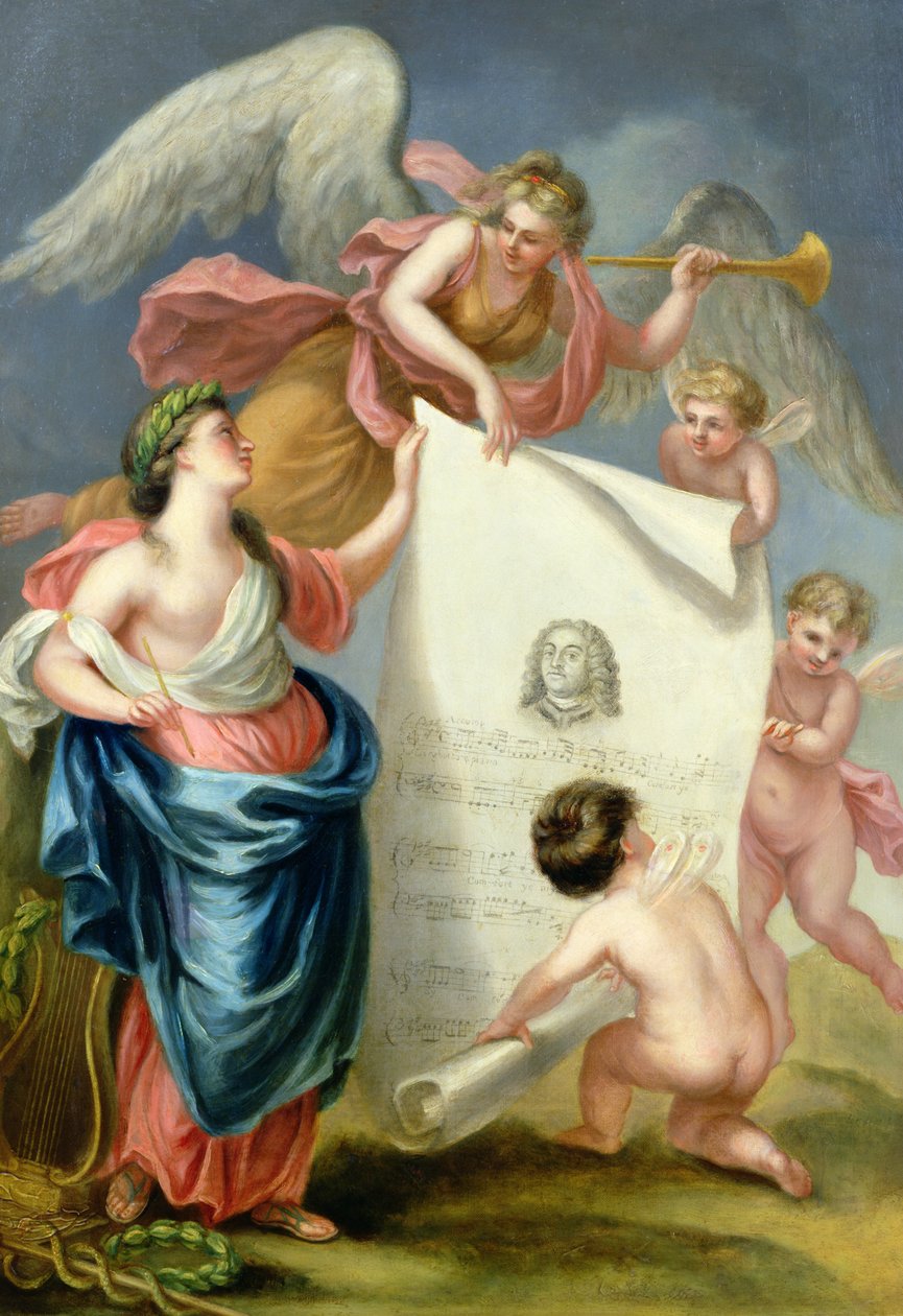 Allegorisk studie til et mindetryk over Händel af Giovanni Battista Cipriani
