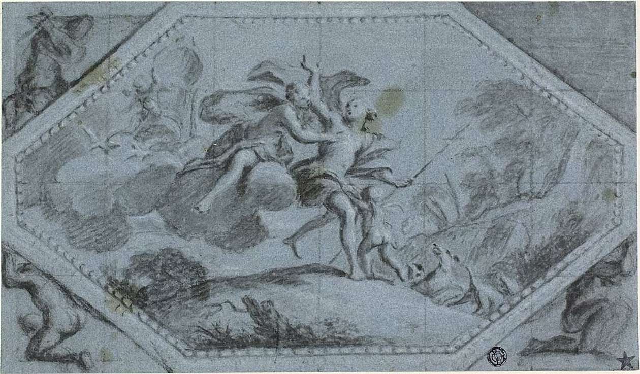 Loftsdekoration med Venus og Adonis af Giovanni Battista Cipriani