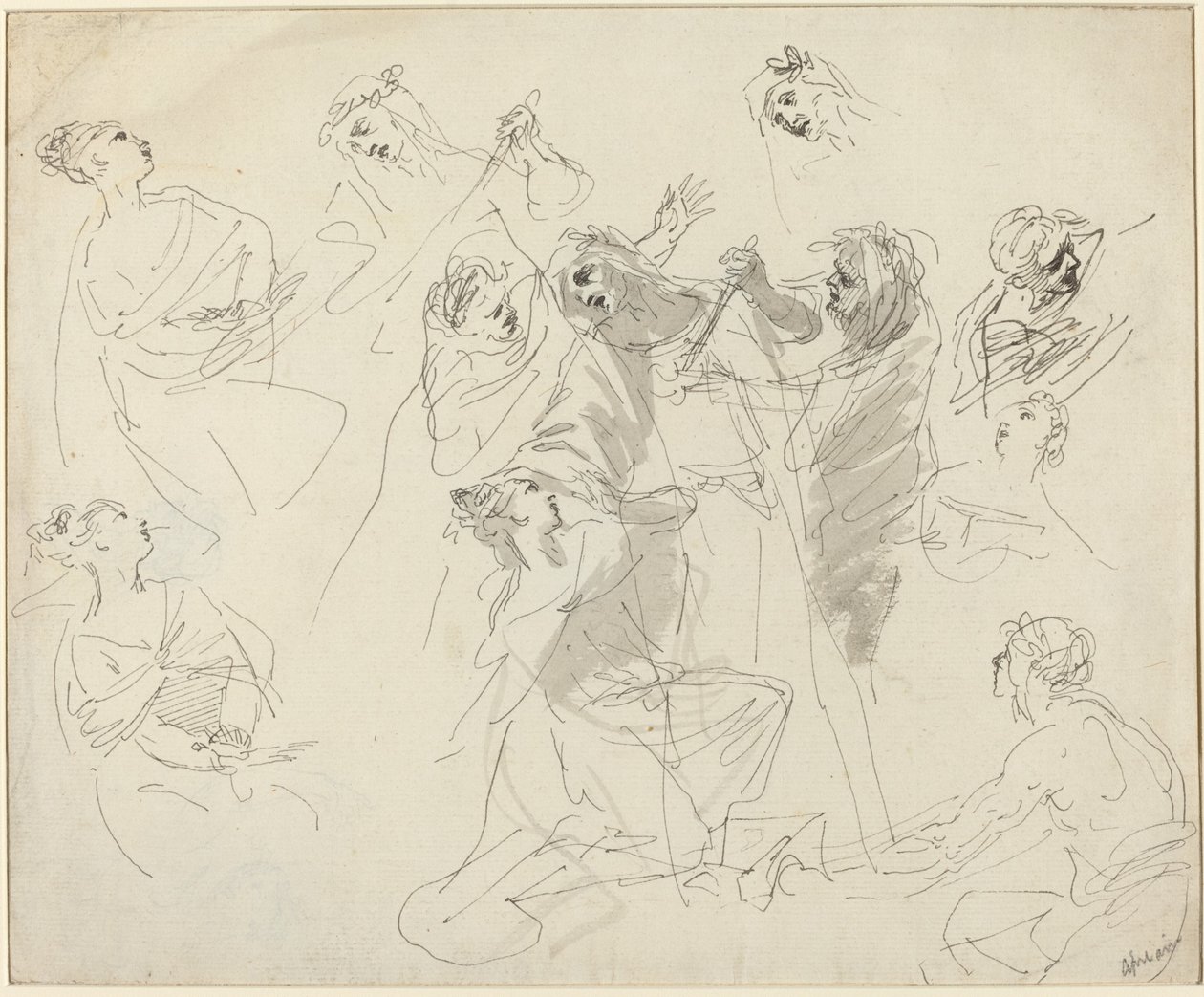 Figurstudier [recto] af Giovanni Battista Cipriani