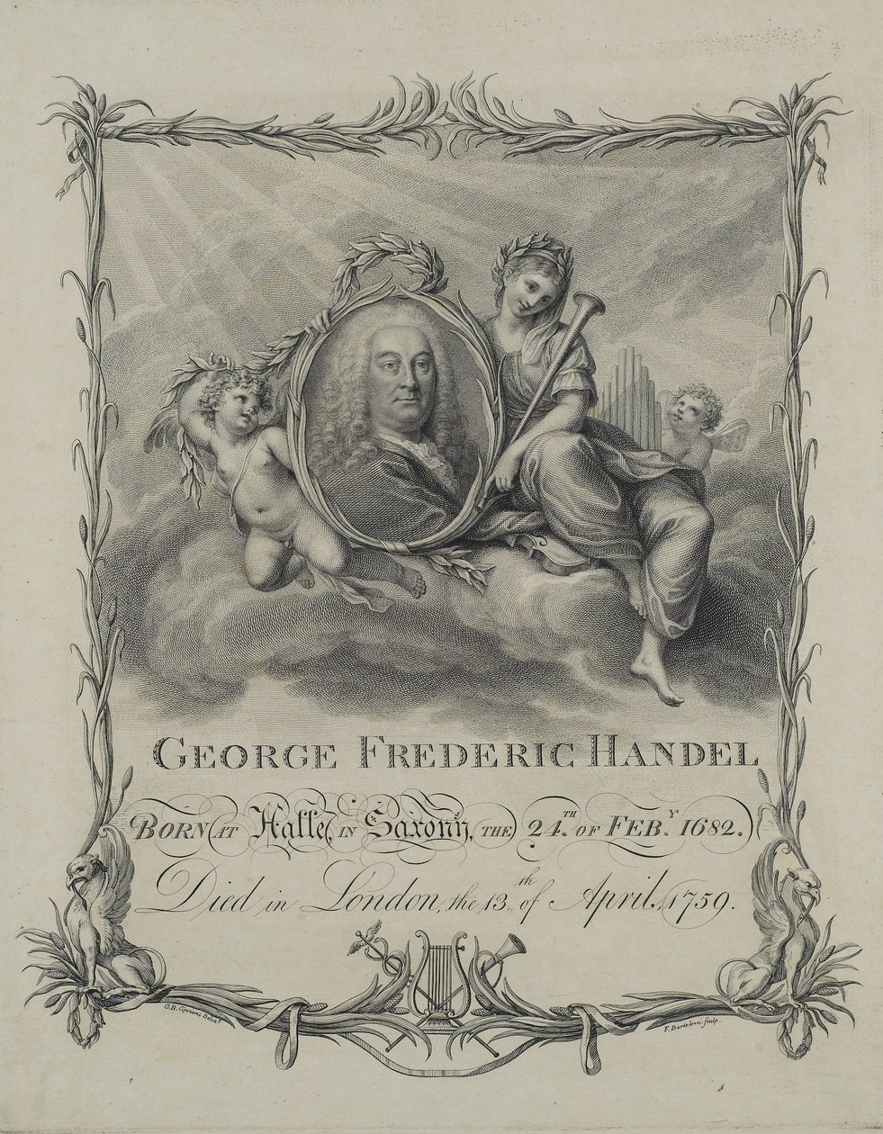 George Frideric Handel, graveret af Francesco Bartolozzi (1727-1815), ca. 1790 af Giovanni Battista Cipriani