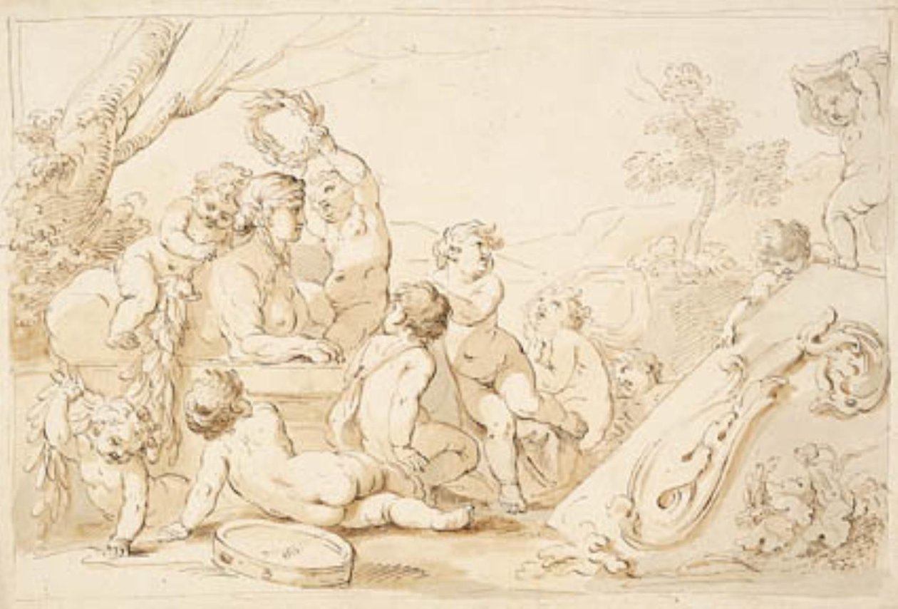 Leger putti med en sfinks af Giovanni Battista Cipriani