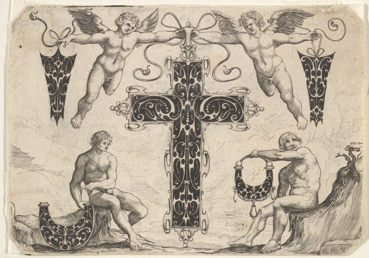 Korsformet vedhæng og fire andre motiver, 1622. af Giovanni Battista Costantini