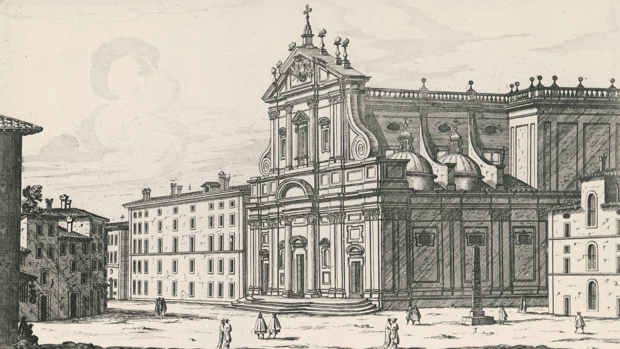 Ignatius af Loyola-kirken på Campus Martius, Rom, gravering af Giovanni Battista Falda (1640 eller 1643-1678), Italien af Giovanni Battista Falda