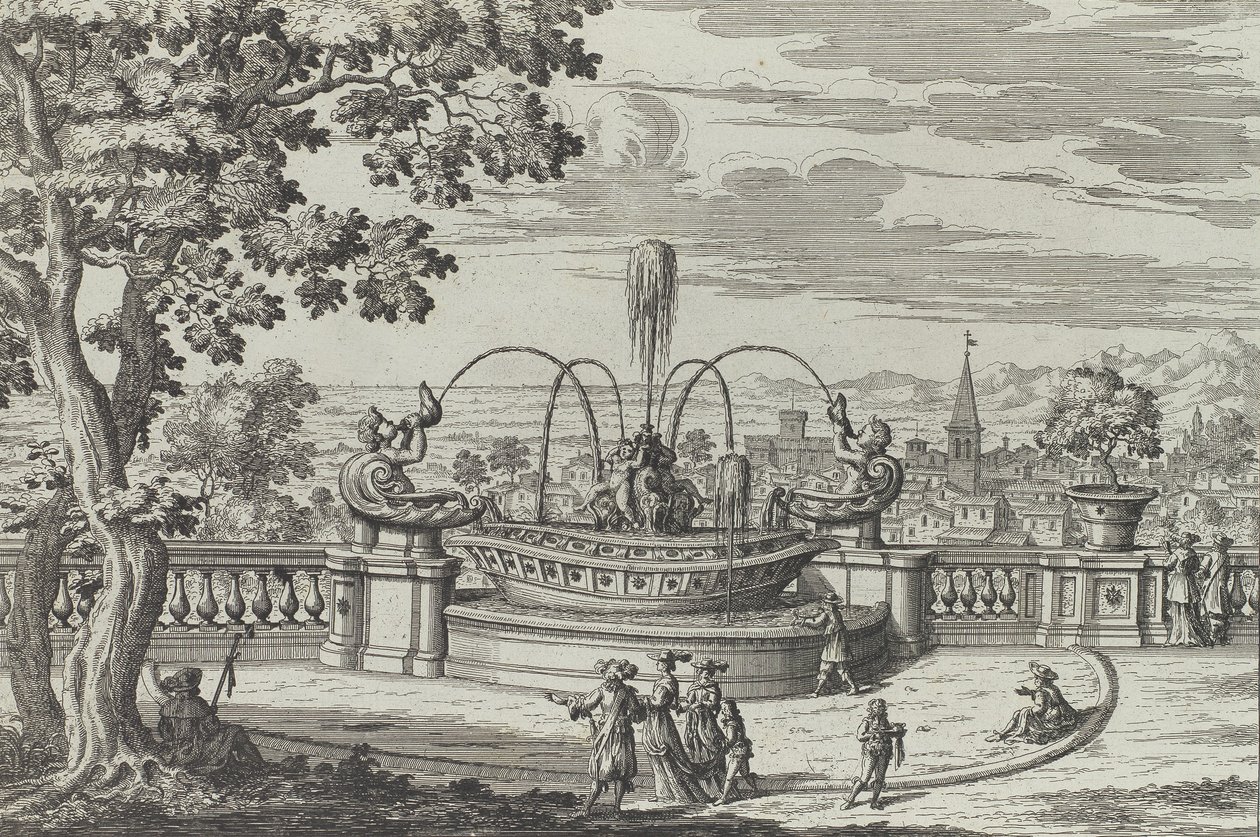 Belvedere-fontænen i Frascati ..., 1691 eller senere. af Giovanni Battista Falda