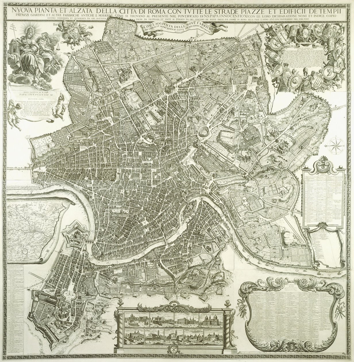 Byplan for Rom, 1730 af Giovanni Battista Falda