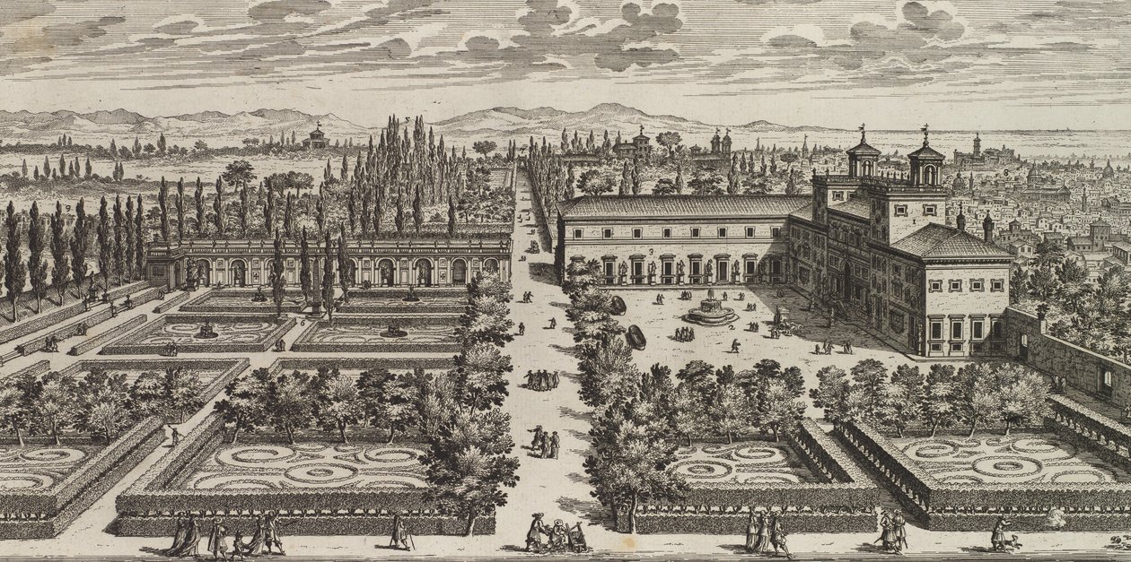 Udsigt over Villa Medici, efter 1677. af Giovanni Battista Falda