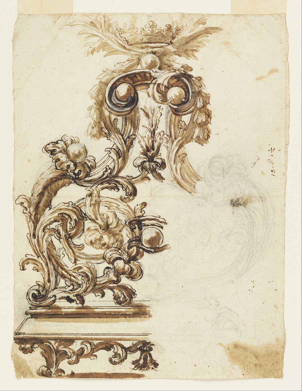 Design til et ornament i forgyldt bronze af Giovanni Battista Foggini