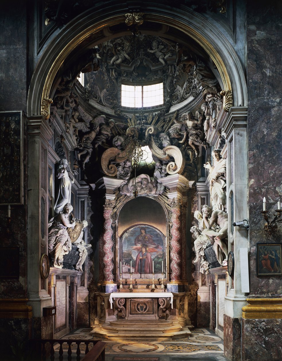 Feroni kapel, med skulpturer af Giovanni Battista Foggini (1652-1725), Basilica of Santissima Annunziata, Firenze, Toscana, Italien af Giovanni Battista Foggini