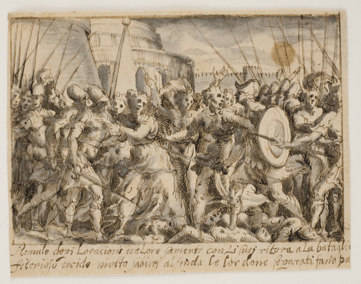 Sabinskvinderne forhandler fred mellem romerne og sabinerne af Giovanni Battista Fontana