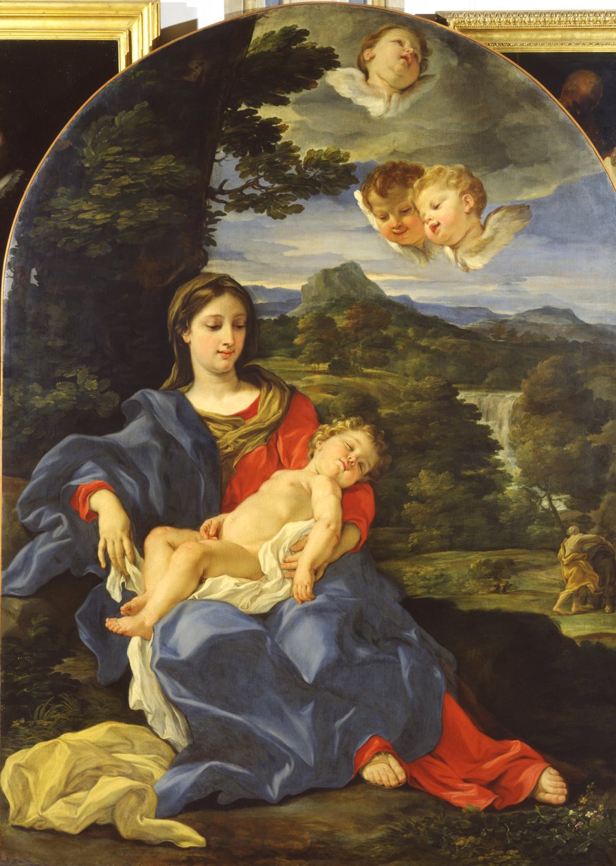 Hvile under flugten til Egypten af Giovanni Battista Gaulli