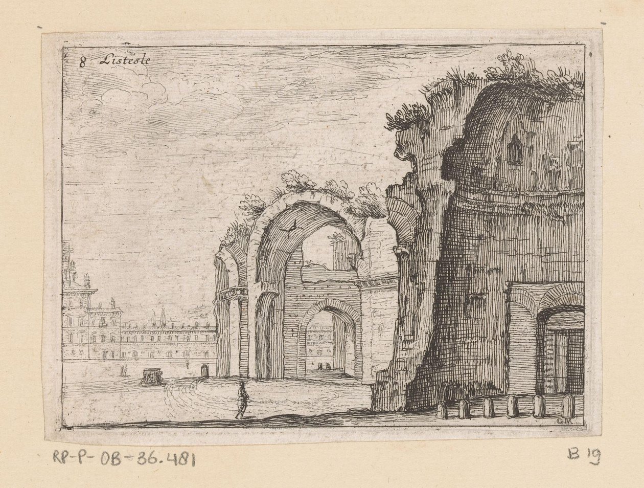 Rester af Diocletians bade i Rom Listesse (titel på objekt) Udsigt over Rom (serietitel) Alcune vedute et prospettive di luoghi dishabitati di Roma (serietitel) af Giovanni Battista Mercati