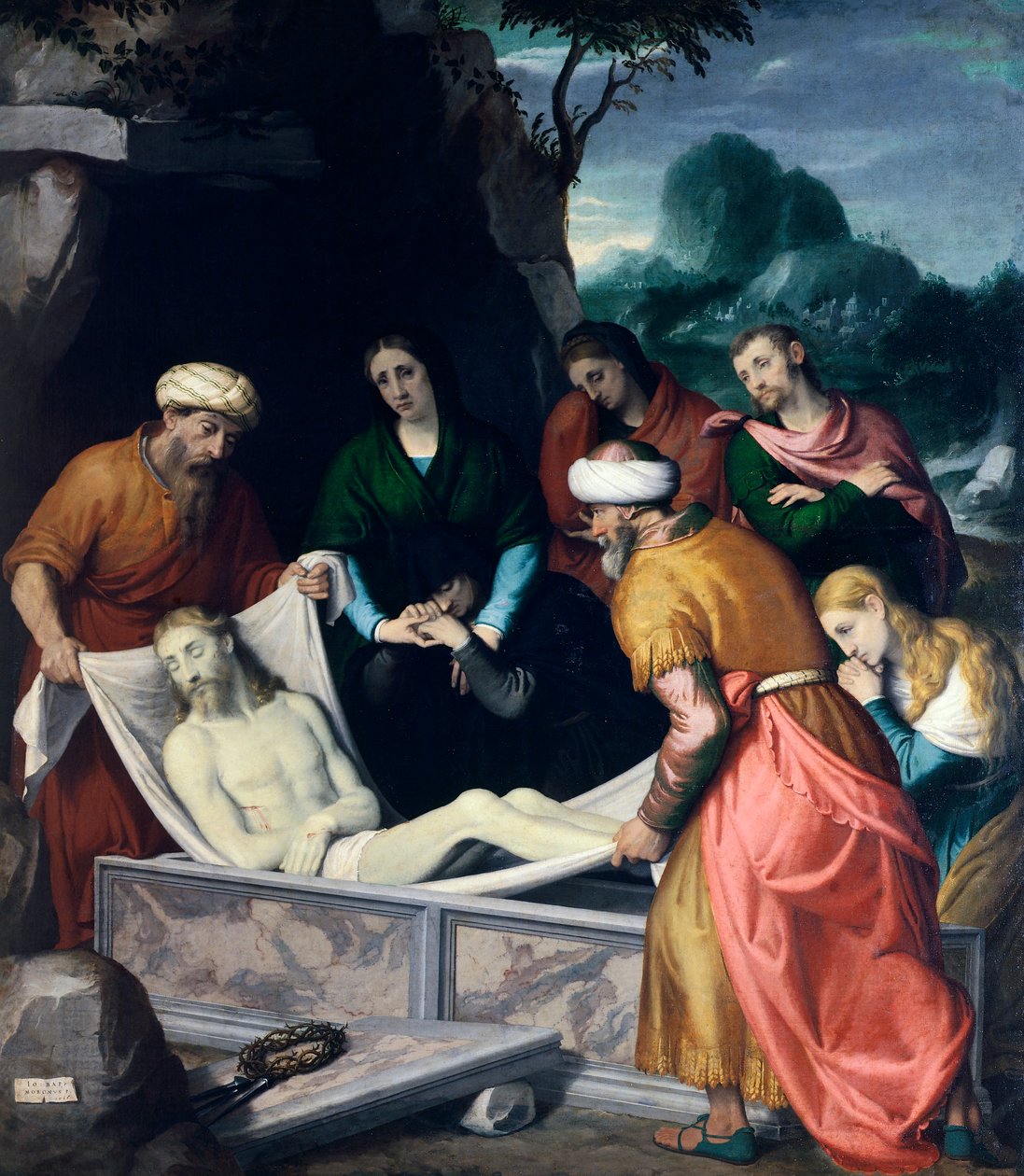 Deposition af Kristus i graven, af Giovanni Battista Moroni (ca 1525-1578), olie på lærred af Giovanni Battista Moroni