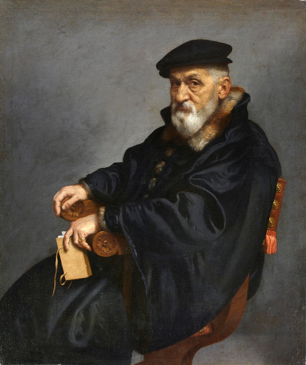 Italiensk: Portræt af en siddende gammel mand af Giovanni Battista Moroni