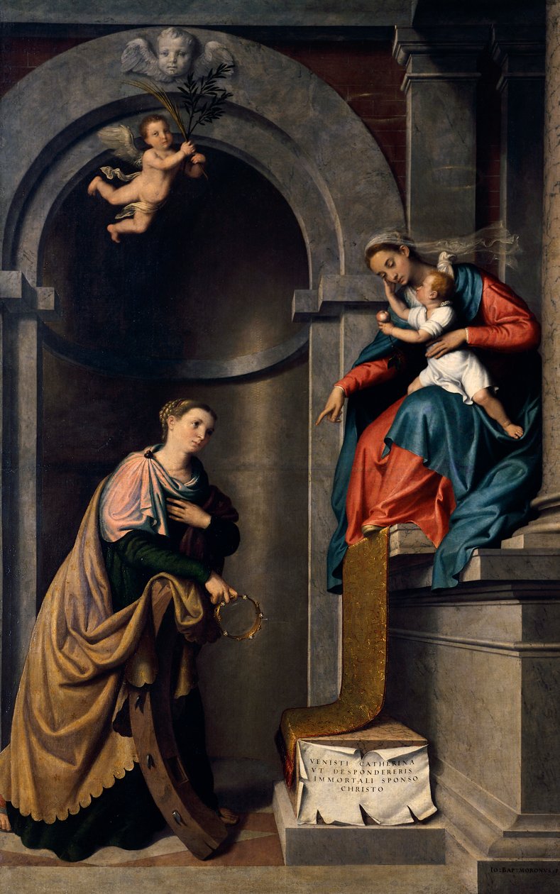 St. Catherines ægteskab af Giovanni Battista Moroni (1525 ca. 1578), olie på lærred, St Bartholomew-kirken, Almenno af Giovanni Battista Moroni