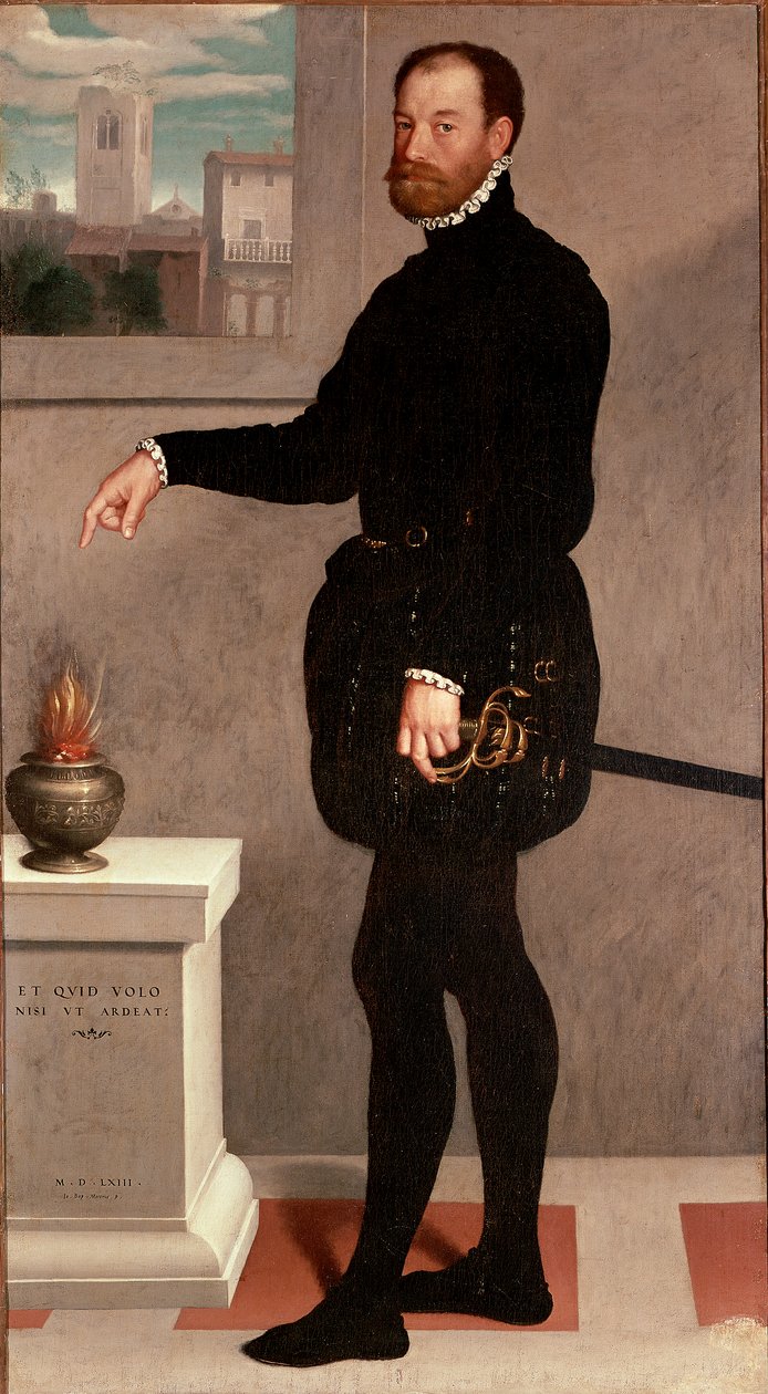 Portræt af grev Pietro Secco-Suardi Maleri af Giovan Battista Moroni (Giovanbattista, Giovanni Battista) (ca. 1529-1578) 1563 Søn. 182x102 cm Firenze, Uffizi Gallery (Uffizi) af Giovanni Battista Moroni