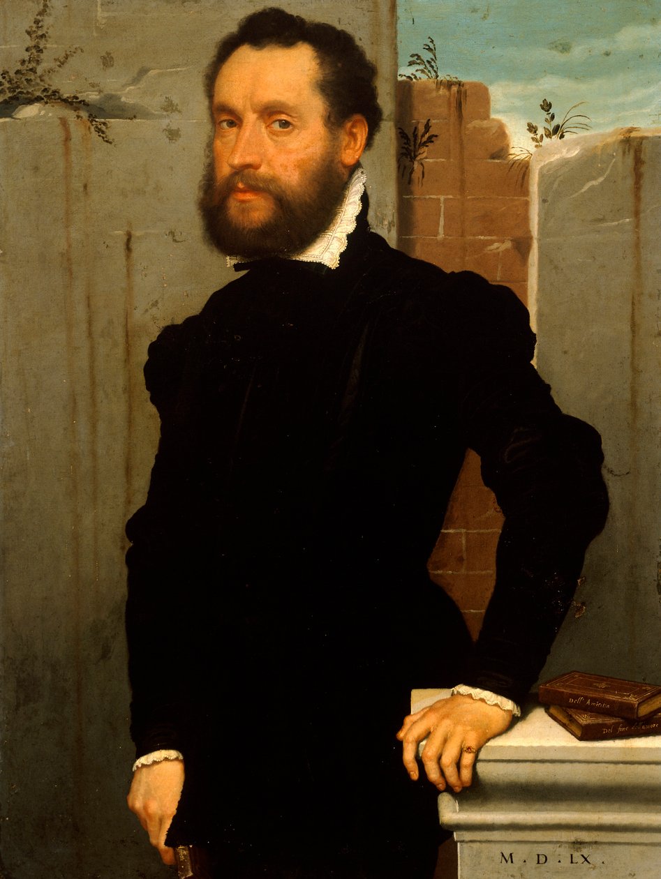 Portræt af Gentleman (olie på lærred) af Giovanni Battista Moroni