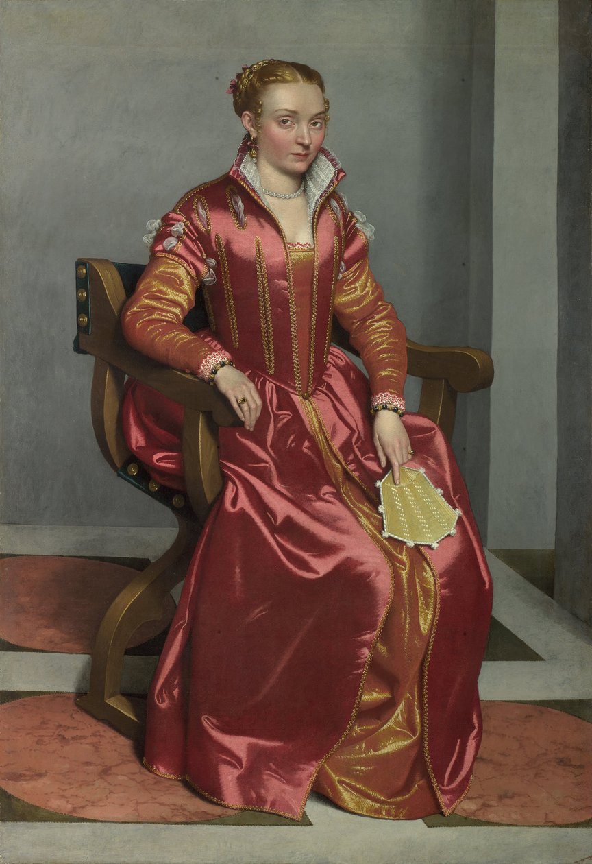 Portræt af en dame La Dama i Rosso, ca. 1560 af Giovanni Battista Moroni
