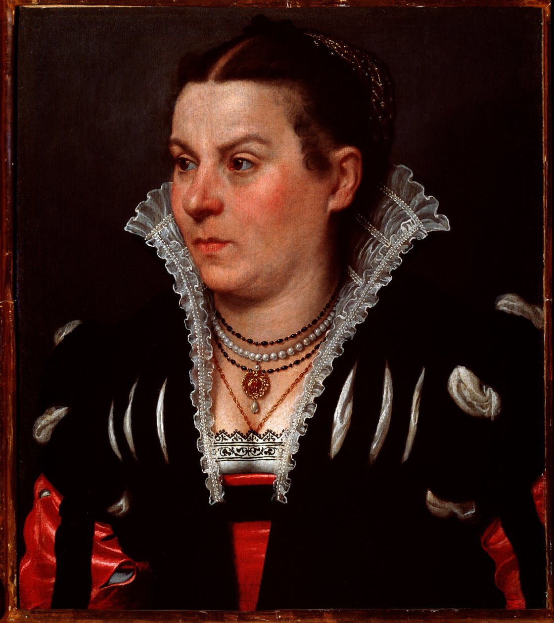 Portræt af en rig dame - olie på lærred af Giovanni Battista Moroni