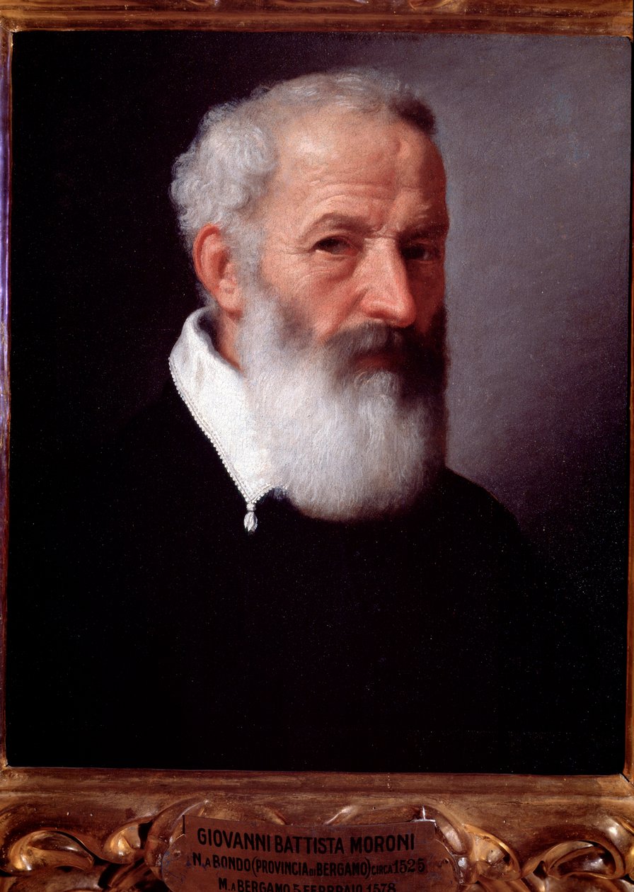 Portræt af en gammel mand - olie på lærred af Giovanni Battista Moroni