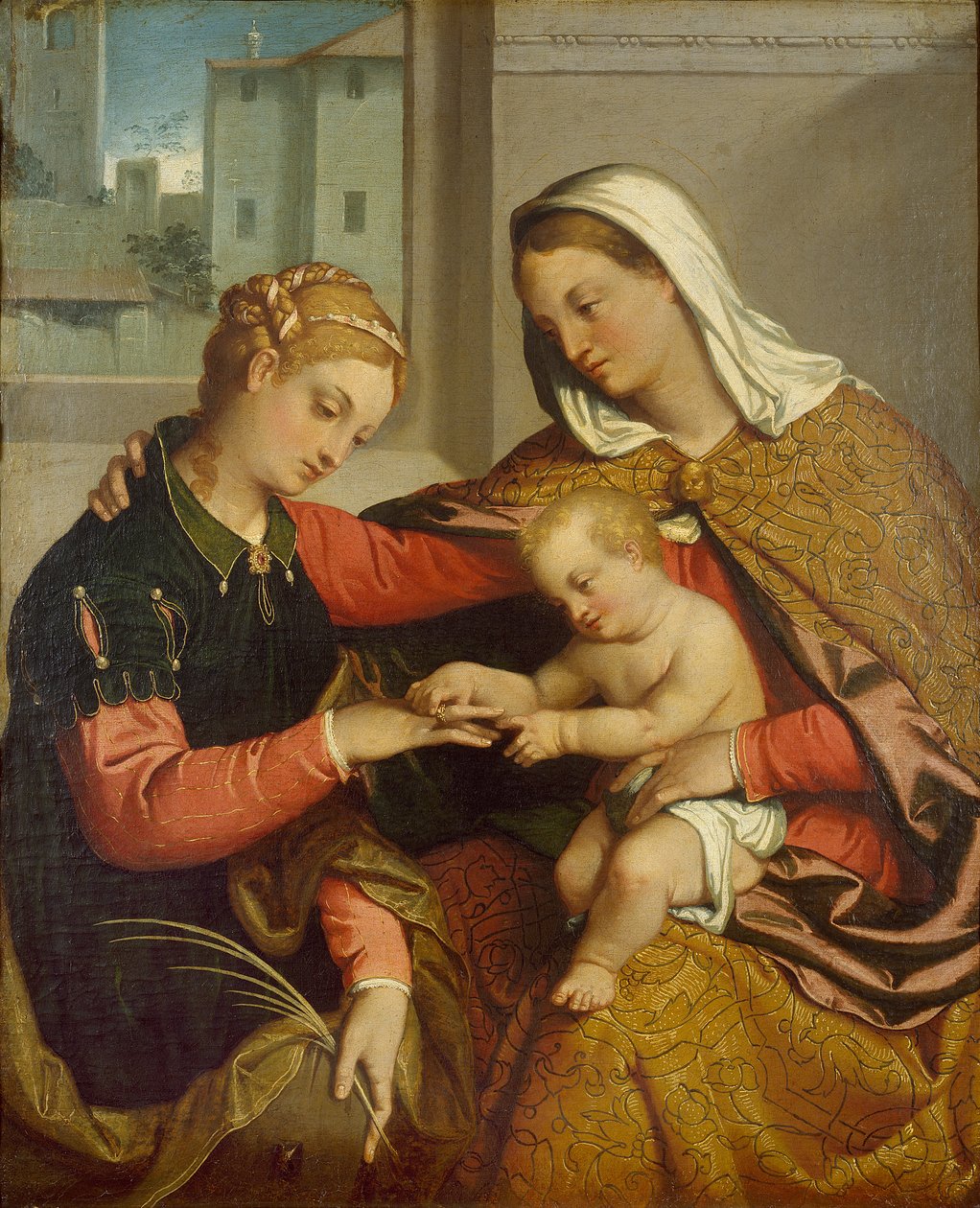 Det mystiske ægteskab af St. Catherine, c1550 af Giovanni Battista Moroni