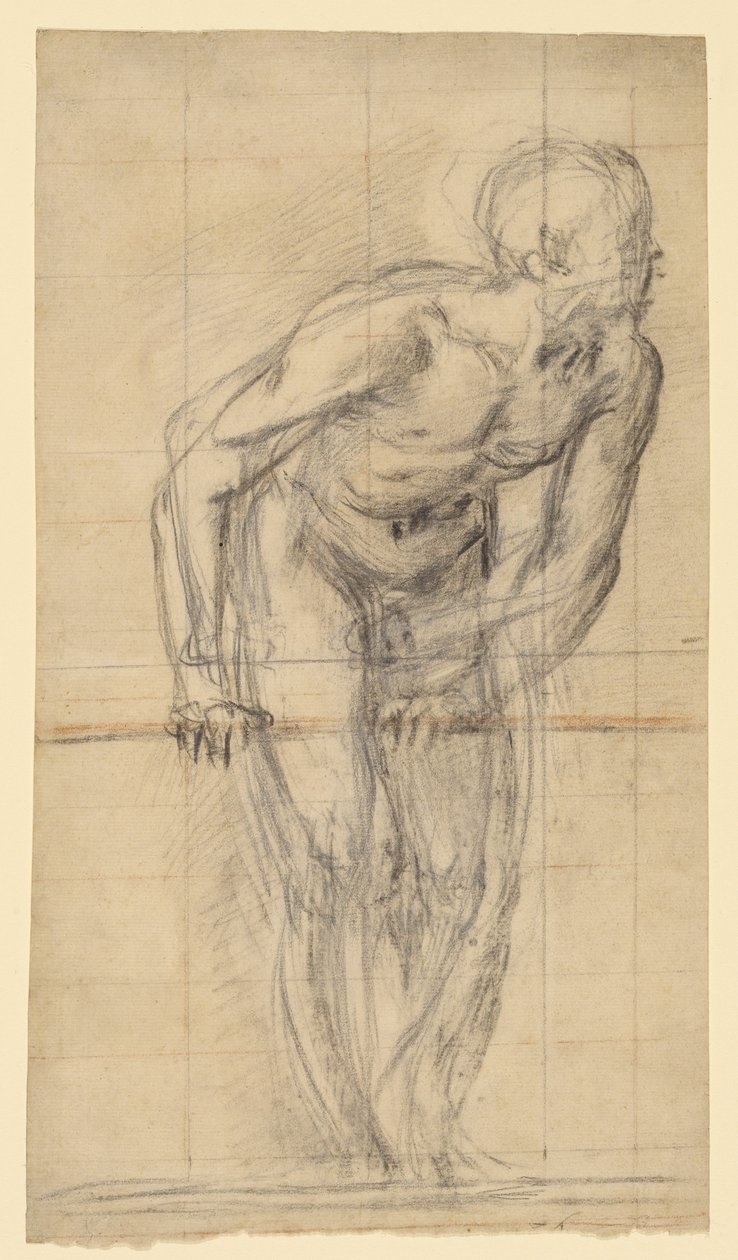 Et stående mandligt nøgenbillede (recto); Et stående mandligt nøgenbillede (verso) af Giovanni Battista Naldini